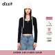 DZZIT地素休閑春夏甜酷黑白撞色愛(ài)心LOGO截短款針織衫女 黑色 S