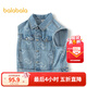 巴拉巴拉童裝兒童馬甲男童春秋裝純棉牛仔外套字母印花上衣時(shí)尚潮 牛仔中藍88201 130