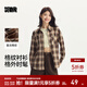 森馬（Semir）長(cháng)袖襯衫女中長(cháng)款慵懶寬松落肩休閑秋季chic復古格紋襯衣潮流 白咖色調00415 M