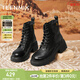 天美意女靴加絨商場(chǎng)同款系帶戶(hù)外百搭增高女馬丁靴新款 黑色 38