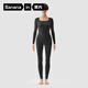 蕉內熱皮5系女士保暖內衣套裝高領(lǐng)秋衣秋褲方領(lǐng)內搭冬季輕暖打底衣 【女款方領(lǐng)】黑色 M