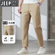JEEP SPIRIT吉普休閑褲男士純棉九分褲夏季男褲彈力修身直筒2026新款9分褲子 卡其色-JP138-九分褲 31 2尺4腰圍