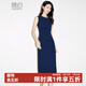 晚白【新品】2026春款內搭單穿氣質(zhì)高級感裙子捏褶彈力包臀無(wú)袖連衣裙 深藍色 M