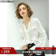 COCOBELLA時(shí)尚微透視立體纜褶襯衫女夏氣質(zhì)優(yōu)雅度假雪紡衫LC500 白色 S