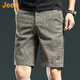 JEEP美國正品高端純棉直筒休閑短褲男夏季薄款外穿中褲彈力五分沙灘褲 棕灰色-100%棉 【官方正品】 33