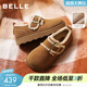 百麗（Belle）復古毛邊雪地靴女冬季新款商場(chǎng)款舒適毛毛鞋勃肯鞋E5N1DDM5 棕色-毛里 37