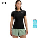 安德瑪（Under Armour）UA春夏HeatGear OG女子彈性訓練運動(dòng)緊身短袖T恤1387562 黑色001 M