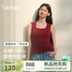 ubras26新款寬肩帶吊帶背心女上衣帶胸墊內衣免穿文胸t恤內搭 U領(lǐng)-櫻桃釉紅色 L