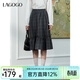 LAGOGO經(jīng)典格紋英倫風(fēng)半裙女拉谷谷2025年秋季新款木耳邊甜美裙子 混色 S