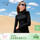 三彩2025冬季新款半高領(lǐng)收腰T恤修身短款抓絨保暖長(cháng)袖打底衫女 經(jīng)典黑 S 155/80A