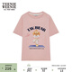 Teenie Weenie女裝可愛(ài)印花短袖T恤夏季馬卡龍色打底衫上衣女 粉色 S