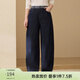 纖莉秀【寬松顯瘦百搭褲子】大碼女裝復古深色長(cháng)褲胖mm春新款3045 牛仔藍 3XL