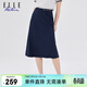 ELLE ACTIVE簡(jiǎn)約百搭半身裙女裝夏季新款舒適過(guò)膝顯瘦a字運動(dòng)裙子 藏青色 2XL