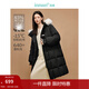 茵曼（INMAN）2025冬季女裝新款高充絨量白鴨絨連帽毛領(lǐng)羽絨服長(cháng)款外套大衣上衣 午夜黑 M