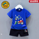 G.duck小黃鴨卡通薄款套裝男小童小孩子衣服夏天男孩短袖短褲運動(dòng)兩件套 藍色【挖掘機套裝】 100 碼【20-30斤】