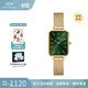 丹尼爾惠靈頓（DanielWellington）DW手表女 復古小方表石英女士手表歐美腕表 生日禮物送女友 【行業(yè)爆款】金色鋼帶小綠表 DW563