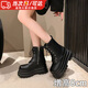 蓓沐格馬丁靴小個(gè)子高跟中筒漫展女鞋厚底新款英倫風(fēng)機車(chē)短靴 黑色 （厚底8cm左右） 38 碼