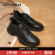 VOLO犀牛鞋子男款運動(dòng)鞋新款男士休閑皮鞋舒適軟底跑步鞋 黑色 44