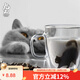 九土馬克杯手工雙層玻璃杯貓咪杯子辦公咖啡杯女用貓杯藝術(shù)茶水杯 黑B