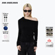 ANN ANDELMAN官方直營(yíng)斜肩兩穿領(lǐng)寬松針織上衣單側露肩一字肩毛衣 黑色 M