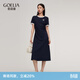 歌莉婭連衣裙女夏通勤穿搭學(xué)院風(fēng)簡(jiǎn)單大方裙子1E7J4H160 99U深藍 XS