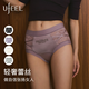 UFEEL法式緞面拼接蕾絲內褲 黑-白-灰-紫 4條 L (95-115斤)