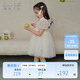 戴維貝拉兒童裙子夏裝女童網(wǎng)紗連衣裙中國風(fēng)白色公主裙