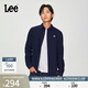 Lee標準版抓絨刺繡小Logo翻領(lǐng)男士長(cháng)袖襯衫休閑潮流LMT009100206 海軍藍 L