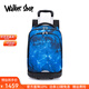 Walker Shop品牌拉桿書(shū)包初中高中學(xué)生男女孩可爬樓大容量?jì)捎帽嘲眯欣瓧U包 藍色幾何