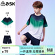 ASK JUNIOR男童快干套裝夏季涼爽透氣撞色拼接兒童印花短袖短褲跑步兩件套