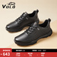 VOLO犀牛鞋子男鞋透氣運動(dòng)鞋男士休閑皮鞋真皮厚底增高跑步鞋 黑色117235041D 42