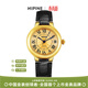 西普尼金表（HIPINE）金表女純金999足金黃金手表復古腕表時(shí)尚騏驥紅石英女生日禮物 【光殼金面鋼扣-黑帶】金重3.5g+