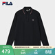 FILA 斐樂(lè )官方男子針織長(cháng)袖POLO衫冬季新款休閑基礎純棉上衣 傳奇藍-NV L 175/96A/L