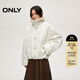 ONLY2025冬季新款工裝風(fēng)保暖毛領(lǐng)拼接大翻領(lǐng)落肩棉服女|125422002 A01白鷺色 M