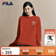 FILA 斐樂(lè )官方情侶款針織長(cháng)袖衫2026春新款時(shí)尚休閑純棉海棠花長(cháng)T恤 水華朱-RD L 175/96A/L