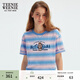 Teenie Weenie小熊女裝時(shí)尚寬松個(gè)性舒適活力條紋圓領(lǐng)短袖短款T恤 撞色 L