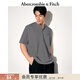 Abercrombie & Fitch經(jīng)典小麋鹿圖案男裝25夏季美式重磅寬松亨利領(lǐng)短袖T恤 深灰色 XL (180/116A)尺碼偏大