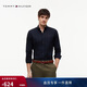 Tommy Hilfiger【牛津紡】秋男女易打理透氣輕量純色長(cháng)袖/棉質(zhì)合身條紋襯衫