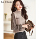 拉夏貝爾（La Chapelle）針織衫女裝2026年秋冬新款時(shí)尚洋氣拼接長(cháng)袖內搭套頭毛衣打底衫春 燕麥色 均碼