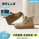 百麗（Belle）復古擦色鞋頭牛皮休閑靴女冬季新款商場(chǎng)厚底短靴E5D1DDD5 杏色 37 (235mm)