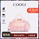 COOGI【祝緒丹同款】包包女款輕奢女士手提斜挎托特包女情人節生日禮物 粉色【真皮面料】