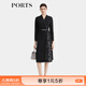 PORTS寶姿女裝早秋新款簡(jiǎn)約時(shí)尚印花經(jīng)典撞色拼接收腰長(cháng)袖連衣裙 黑色 XXS (0)