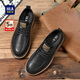 海瀾之家（HLA）男鞋休閑皮鞋男士復古工裝鞋子男款HAAGZM1EBB033 黑色42