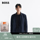 雨果博斯BOSS 男士徽標貼飾寬松外套襯衫 404-深藍色 L