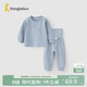 童泰（TONGTAI）寶寶內衣套裝春秋季男女童家居服上衣高腰褲子睡衣坑條藍色90cm