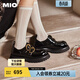 MIO【楊超越同款】米奧春季新款女厚底松糕鞋亮面樂(lè )福鞋單鞋 黑色 36