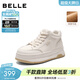 百麗（Belle）簡(jiǎn)約休閑靴女冬季新款商場(chǎng)同款厚底增高高幫休閑鞋E6S1DDD5 米色-絨里 37 (235mm)
