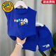 G.duck小黃鴨夏裝男童背心套裝小童寶寶夏天衣服兒童無(wú)袖短褲夏季兩件套 藍色小貓（一套) 100 碼（身高85-95cm）