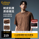 卡賓（CABBEEN）【高質(zhì)感樹(shù)皮肌理】純棉刺繡短袖T恤男裝夏新款潮牌圓領(lǐng)t上衣 咖啡色65（寬松版型） L /175/50
