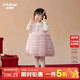 歐姆熊女童連衣裙秋冬季2025新款女寶寶周歲禮服兒童冬裝洋氣小公主裙子 粉色【加絨款】 120 120cm